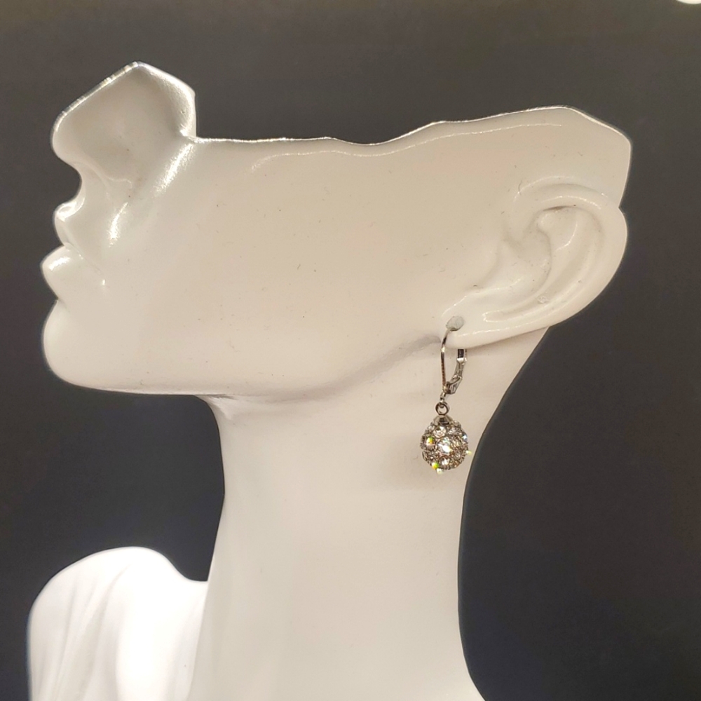 Swarovski Crystal Fireball dangle earrings Sterling Silver overlay NWOT